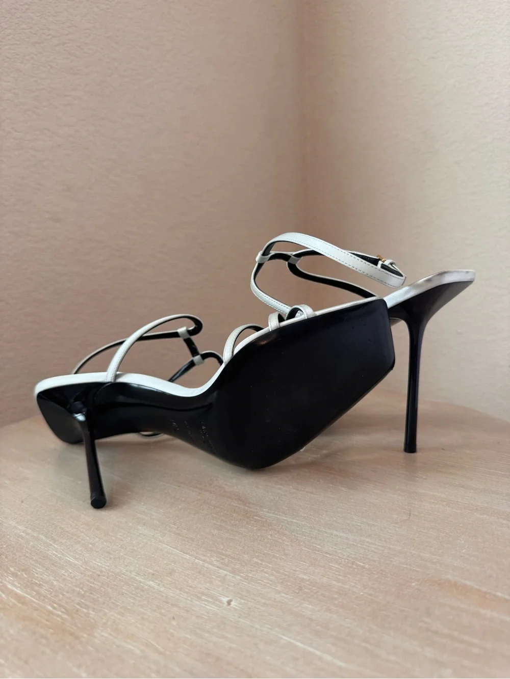 Saint Laurent Baliqua 105 Crepe Satin Strappy Sandal Slight Green - EU 40.5 - Picture 3 of 4